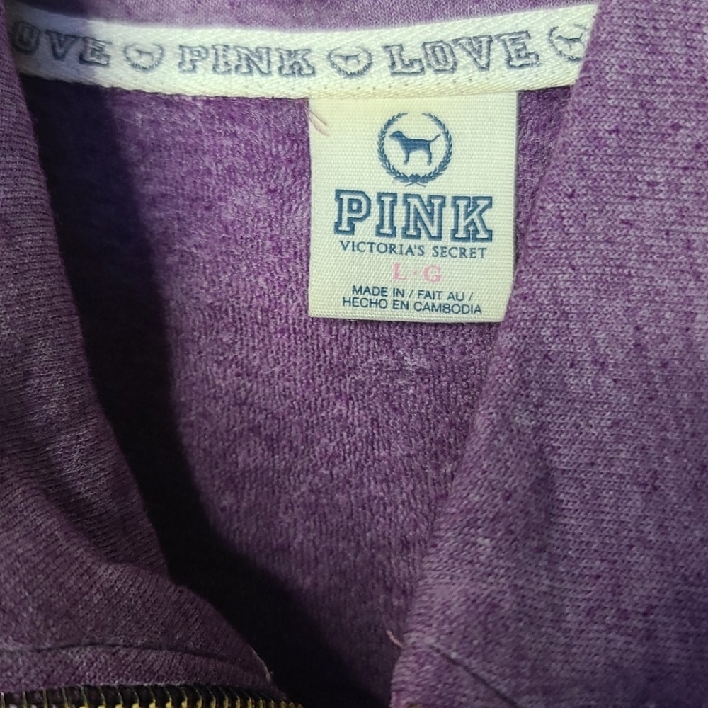 Victoria Secret Pink zip up purple sweatshirt sz L - Picture 7 of 7